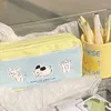 Stume da stoccaggio grandi cartone animato Case di matita per cani da cartone animato Kawaii Studente Studente Big Pen Box Box Canvas cancelleria