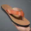 Pantofole da uomo estate infrasola flop in pelle leggera spiaggia da spiaggia per la spiaggia per interni