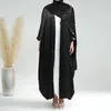 Vêtements ethniques Open Front Robe Cardigan Abaya Long Robe Satin Fashion Party Eveno Femmes Musulman Marocain Kaftan Jalabiya Islam Vêtements