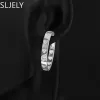 Ohrringe Sljely Fashion S925 Sterling Silber Große mittel kleine 3 Größe Liebe Herzähte Ohrringe Frauen Monaco Marke Valentinstag Schmuck Geschenk