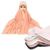 Abbigliamento etnico Ramadan Muslim Fashion Baseball Capball con jersey Scarf Hijab Shawl Solid Color Bandana Turban Bonnet Women Hat Ready To Wear