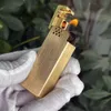 Brass Open Flame Lighter Trench Kerosene Hine Retro Personality Grinding Wheel with Windproof Hole Men's Gadget Lighter