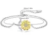 Silver Bracelet Sunflower Flower Two Tone Wxmt