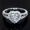 925 Серебряный мозонит женский кольцо в форме сердца 1/2 D-Color GRA