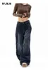 Y2K vintage haute taille harajuku jeans lâches pantalon coréen mode femme grunge