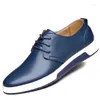 Chaussures de marche printemps hommes cuir souple à lacets Zapatos tendance noir bleu marron appartements pour baskets