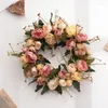 Decorative Flowers Retro Artificial Peony Garland Door Hanging Decoration Wedding Designs Fake Wreath Year Home Party Floral Ornaments