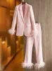 High Street Est Fashion Designer Randway Stup Set Women Slim Pulsoling Single Button Blazer Pants 240321