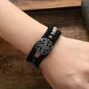 Armbanden boho manchet armband unieke onyx lederen wrap armbanden groothandel handgemaakte bohemia weven stenen armband sieraden dropshipping