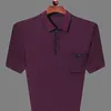Summer Fashion Classic Business Casual Men Clothing Overiased Wygodne trend kontrastowy Kolor Pocked Polo Shirt 240318