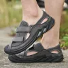 Sandalen Hot Sale Summer Heren Sandalen Leer strand Sandalen Outdoor Men Waden schoenen Niet -slip heren sneakers Zapatillas Hombre