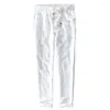 Pantalon pour hommes en été pur pur tube droit lâche décontracté grande taille couleur solide personnalisée et polyvalente