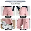 Spring and Autumn Season Short Athletic Pants Retro Workwear Womens Spicy Girls High Waist Wide Leg 240319