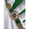 Kvinnors lyxiga Happy Five 5 Diamonds Swiss Quartz Watch Double Sided Hollow Green Belt 815823