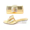 Slippers Nigerian womens shoe bag set wedding party wholesale Italian design crystal fashion slider red gold and silver sizes 35 to 45 J240402