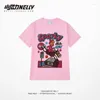 Men's T Shirts Hand Drawn Cartoon Print K-style Trendy Half Sleeve Couples Dress