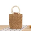 Beach Bag Wholesale Retail Bead Handheld Grass Woven Bag Bucket Style Simple