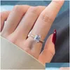 Wedding Rings Luxury Gold Wed Designer Ring For Woman 925 Sterling Sier Diamond Round Oval 5A Zirconia Womens Love Eternity Promise Dhyok