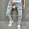 Jeans maschile americano di alto livello alla moda stradina strappata a matita jeans slim jeans jeans jeans ricamare disegni jeans cadute jeans jeans svasati