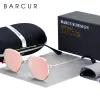 Lunettes de soleil Barcur Classic Retro Reflective Sunglasses Homme Hexagon Sunglasses Metal Frame Eyewear Sun Sun with Box Oculos de Sol Gafas
