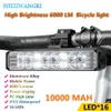 8000 mAh 5 LED Rower Light Front Waterproof LED LED do ładowania rowerowego 5200LM Lampa reflektora Akcesoria rowerowe 240322