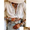 Camisas de blusas para mujeres Camisa de blusa blanca Gypsylady encaje