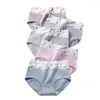 Frauen Höschen 5pcs/festgelegte Hohe Taille Baumwolle Frauen Körper schlanker Unterwäsche atmungsaktive süße Print -Briefs Mädchen Underpants Frauen Dessous Dessous Dessous