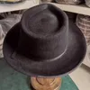 Bérets Handmade Brand Design Wide Brim Fedora Chapeaux pour hommes femmes laine pliable Felt Panama Rancher Hat With Brown Couleur
