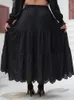 GIBSIE Plus Size Hollow out Scallop Hem Ruffled Long Skirt Women Vacation Boho Elastic Waist Aline Summer Maxi Skirts 2024 240328