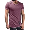 Herr t-shirts plus storlek 4xl sommar streetwear hole t skjortor män avslappnad kort ärm solida män t shirt smal fit tee shirt homme nya män kläder 2443