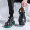 Sıradan ayakkabılar lüks moda orijinal deri marka tasarımcısı kare ayak parmağı oxfords ayakkabı partisi gece kulübü elbise siyah platform ayakkabı