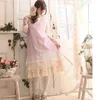 Vestidos casuais mulheres Mori Girl Doces Doces Lace Border