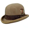 Boinas Vintage Fedora Hat lana Brima corta Western Round Top versátil