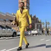 Abiti da uomo stevditg chic giallo set completo abbigliamento maschio a doppio petto petto di ballo a punta party party sciolte 2 pezzi pantaloni