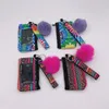 9 Design Neoprene Titular do cartão de crédito com Pom Ball Keychains Conjunto de punhal de pulseiras Pous