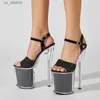 Обувь обувь Liyke Sexy 20cm Women Party Nachtclub Pole Dance Fashion Sequined Cloth Peep Toe Toe Transparent High Heels Sandals H240403EZH6