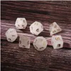 Loose Gemstones Natural White Crystal Polyhedral Dice 7Pcs Set Dungeons Dragons Dnd Rpg Games Ornaments Spot Goods Wholesale Accept Dr Ottwf