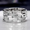 2PCS Wedding Rings Huitan Fashion Contracted Women/Men Couple Rings Inlaid Shiny CZ Stones Marriage Ring High Quality Male Female Jewelry Drop Ship