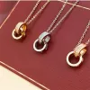 Hart ketting zilveren ontwerper kettingen mossaniet sieraden vergulde gouden titanium stalen dubbele ringen tennis kettingen bruiloft cadeau zagen met doos