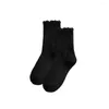 Women Socks Cute -edged Retro Lace Mid-calf Women's With Sweat-absorbent Design For Daily Sports Versatile Stacked