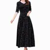 Casual Dresses Formal V Neck Prom Gown for Women Elegant 3/4 Sleeve Maxi Dress Empire Midje brudtärna Senaste