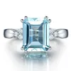 2pcs bagues de mariage 925 Sterling Silver Fashion Aquamarine Gemstone Ring pour femmes Bijoux de fête de mariage Cadeaux en gros