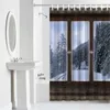 Cortinas de ducha Window Snow Forest Forest Impermevas Tabellas de baño de baño Decoración de baño de poliéster