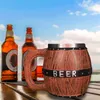 Mugs Large Capacity Wooden Bucket Shaped Beer Cup Stainless Steel Tankard Drinkware