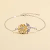 Silver Bracelet Sunflower Flower Two Tone Wxmt