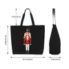 Sacos de compras personalizados dos desenhos animados natal nutcracker brinquedo soldado lona saco feminino durável grande capacidade compras tote