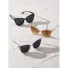 3pcs نساء Cat Eye Plastic Y2K Fashion Classic Leopard White Black Glasses لمهرجان الموسيقى في الهواء الطلق إكسسوارات UV