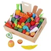 キッチンは食べ物の木製のトランジショナルホーム磁気果実と野菜の切断音楽の子供たちのパズルアーリー教育キッチンおもちゃ2443