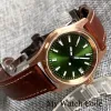 36 mm Petite plongée imperméable montre autonome montre masculin réel bronze japon nh35 movt militaire pilote de bracelet de bracelet en cuir lume verte