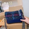 Designer Woolen Shoulder Bag Large Capacity Tote Bag Wool Crossbody Bag Women Luxury Wandering Bag Metal Chain Bag Water Bucket Bag Deep Blu